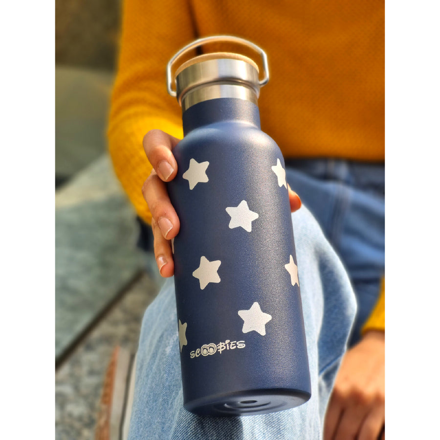 
                  
                    Stainless Steel Bottle  |  Dreamy Star Design  |  With Bamboo Lid | Easy Carry Handle |  Insulated  |  500 ML
                  
                