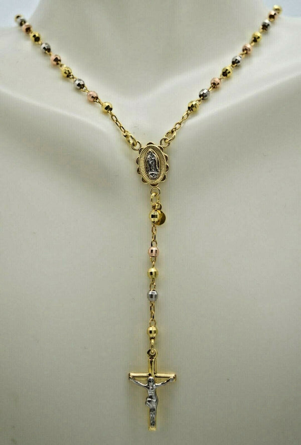 10K Yellow Gold 3mm-7mm Beads Rosary Chain Necklace 26″, 30″ | WJD  Exclusives
