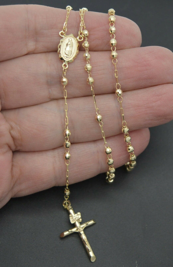 Real 10k Gold Rosary Necklace Ladies Chain 18