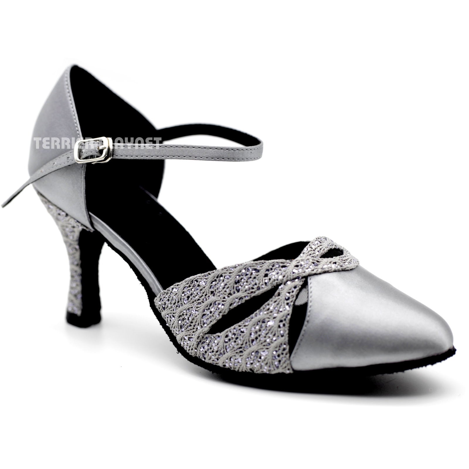Silver Gray Women Dance Shoes D1100 
