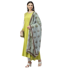 Load image into Gallery viewer, Women&#39;s Green Cotton Solid Full Sleeve Round Neck Casual Anarkali Kurti With Dupatta - Myshka-Online USA Free Shipping-Vastravibes
