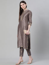 Load image into Gallery viewer, Women&#39;s Grey Color Foil Print Straight Kurta-Online USA Free Shipping-Vastravibes
