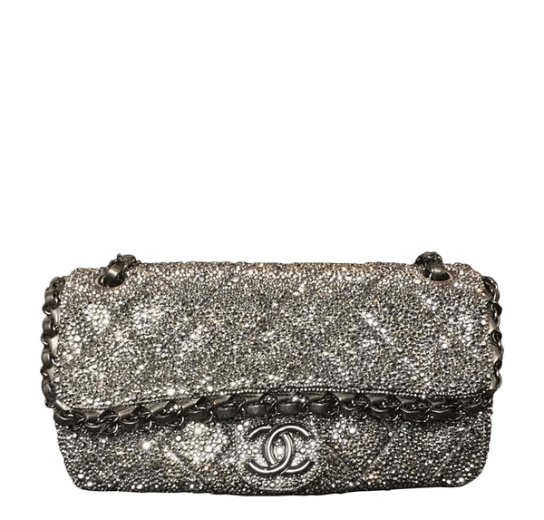 Chanel Bespoke Crystal Bag Silver Hardware Baghunter