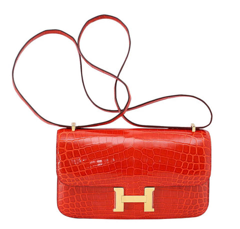 Hermes Constance Elan Geranium Crocodile