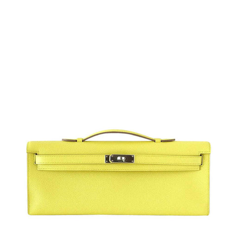 Hermes Kelly Cut Clutch Lime PHW