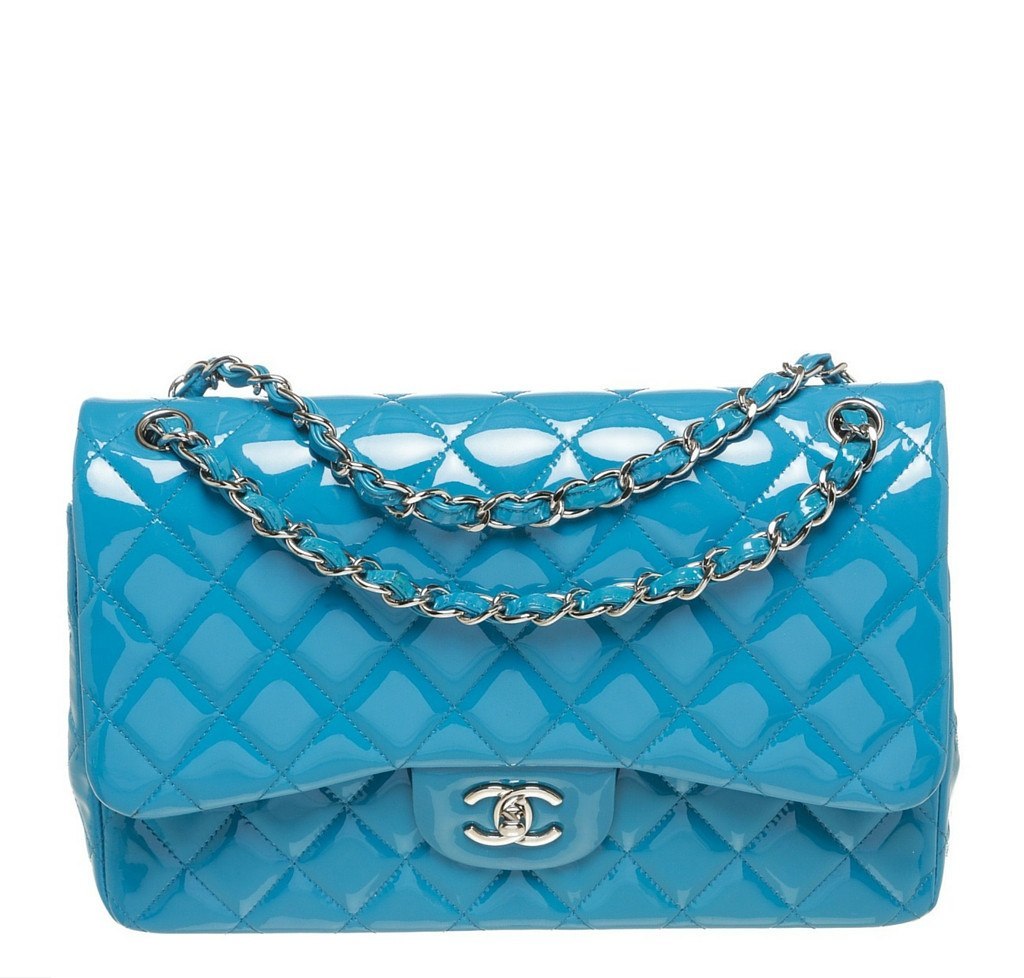 Chanel Jumbo Flap Shoulder Bag Blue - Patent Leather | Baghunter
