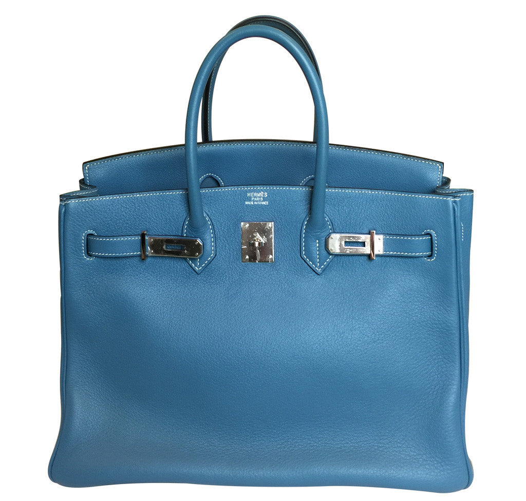 blue hermes bag