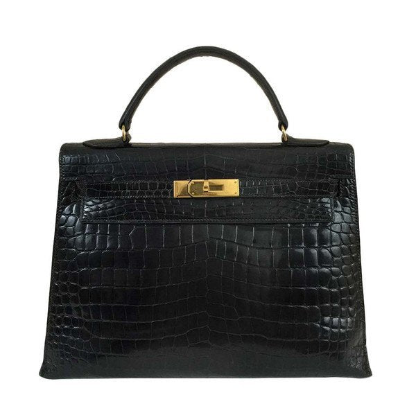 Hermès Porosus Crocodile Kelly 32 Black Bag | Baghunter
