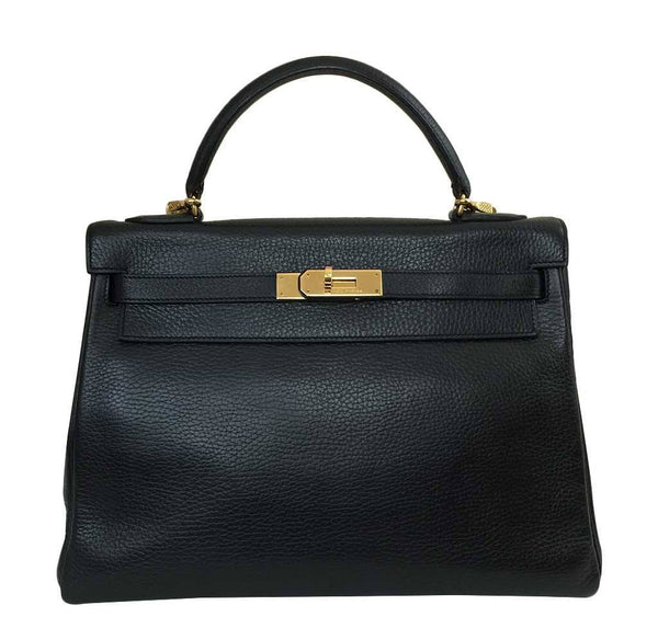 Hermès Kelly 32 Black - Ardennes Leather GHW | Baghunter