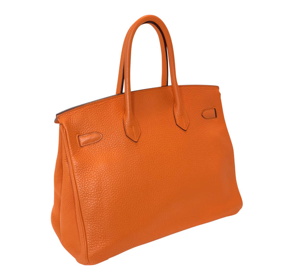 Hermès Birkin 35cm Orange Togo Leather Palladium Hardware Bag | Baghunter