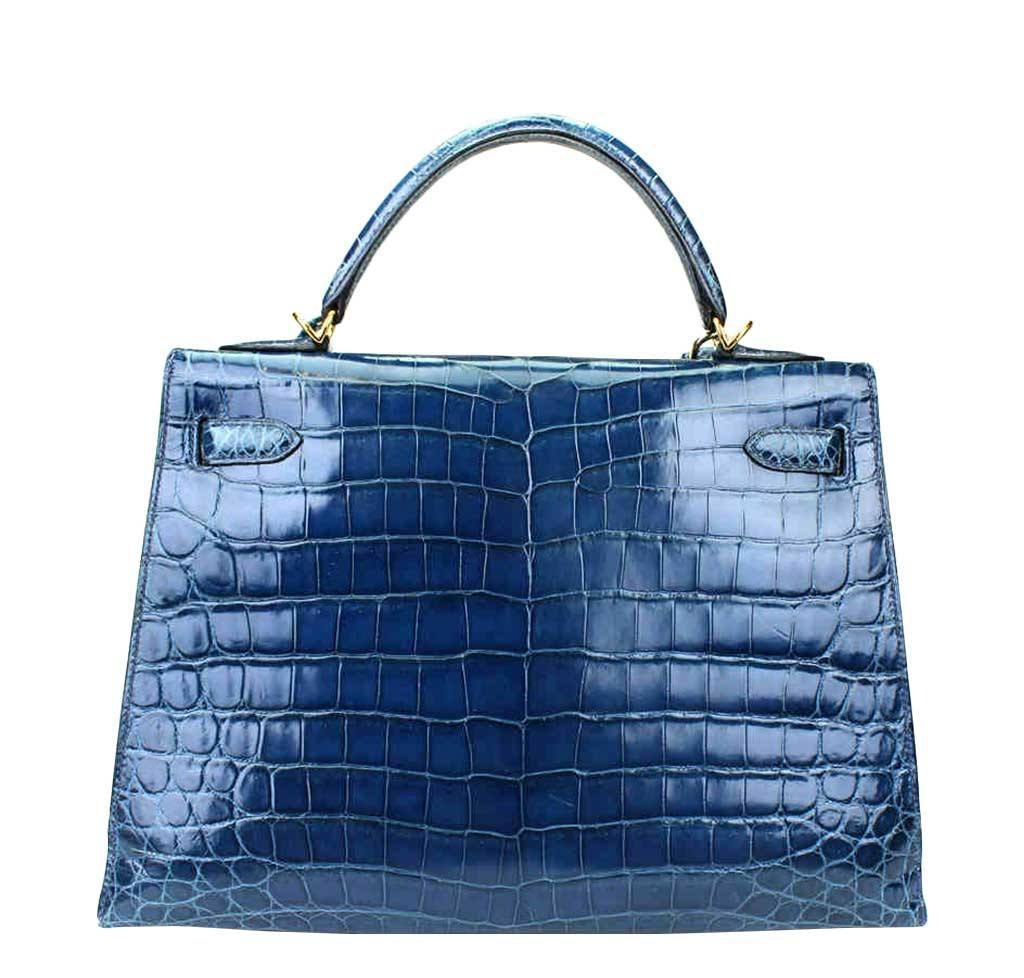 Hermès Kelly 32 Blue Roi Niloticus Crocodile Bag | Baghunter