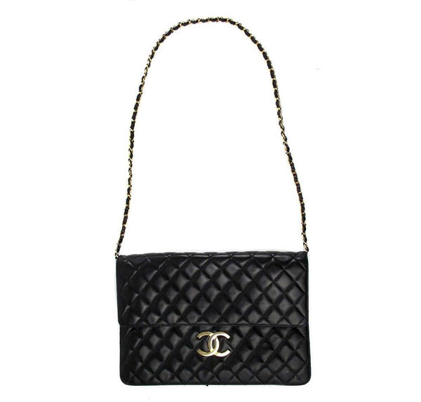 Chanel Maxi Shoulder Bag Black - Lambskin Leather GHW | Baghunter