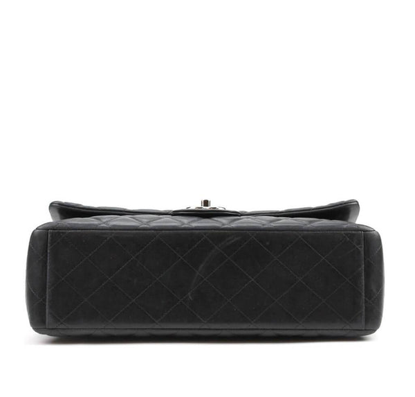 Chanel Shoulder Flap Maxi Bag Black - Silver Hardware | Baghunter