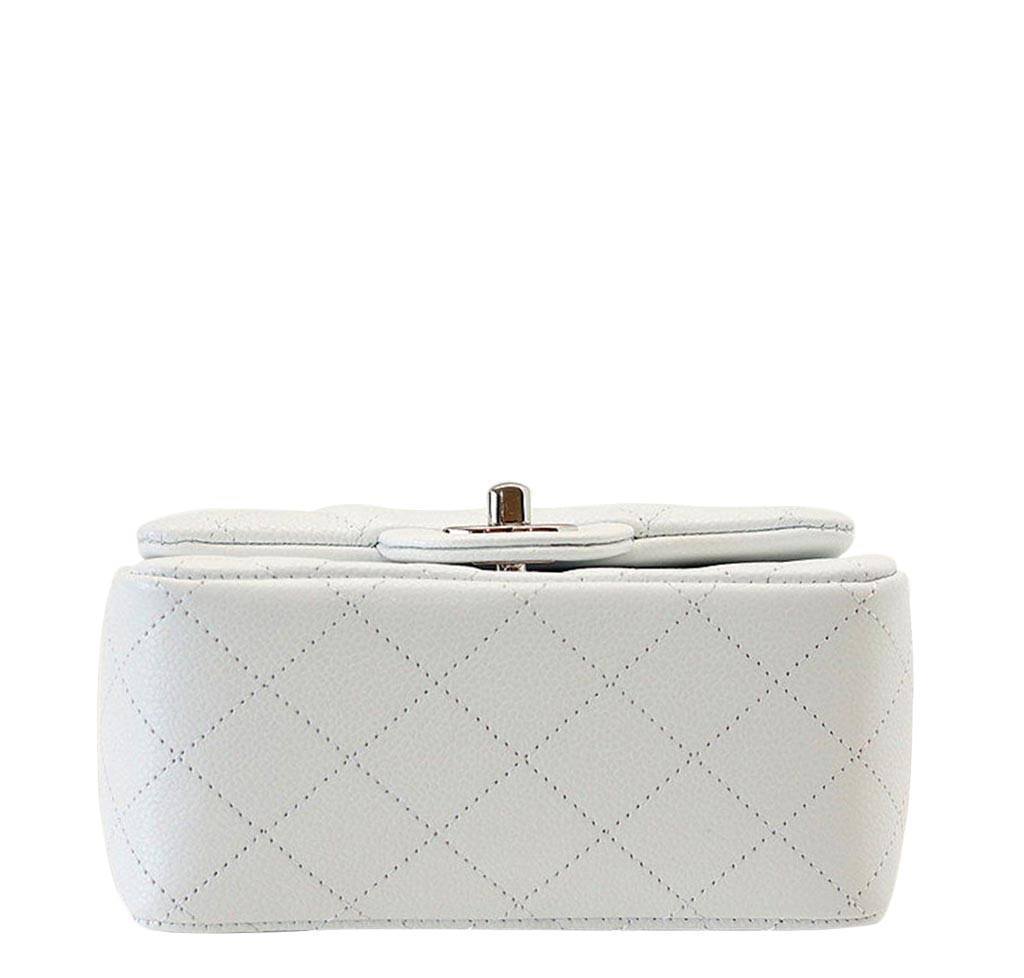 White Quilted Lambskin Mini Square Flap Bag Silver Hardware, 2005-06, Handbags & Accessories, 2022