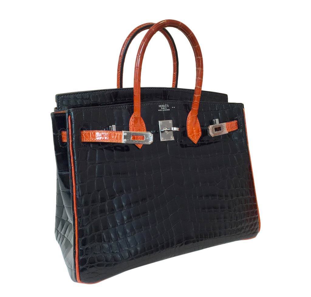 Hermes Birkin 25 Bi-Color Crocodile Bag PHW | Baghunter