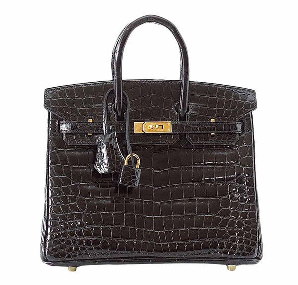 Hermès Birkin 25 Black Crocodile Bag GHW | Baghunter