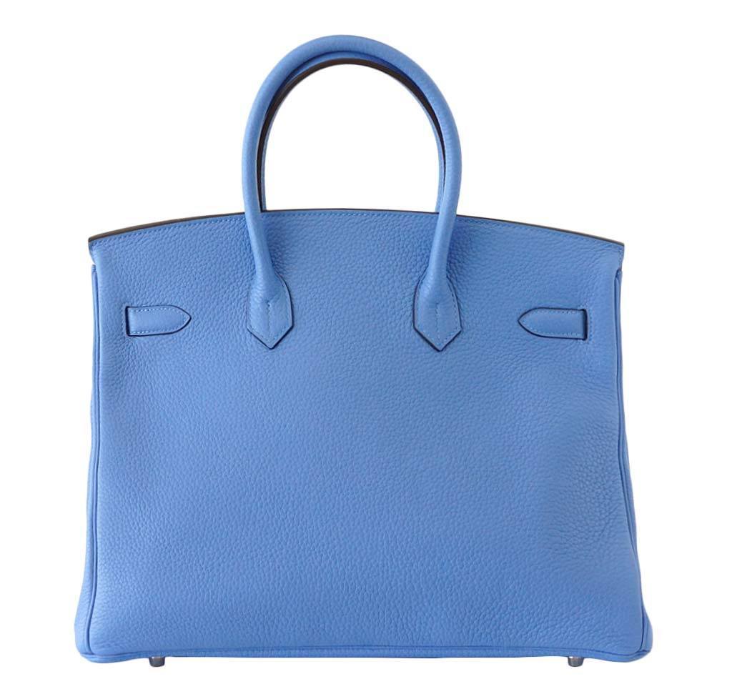 Hermès Birkin 35 Bleu Paradis PHW Clemence Leather | Baghunter