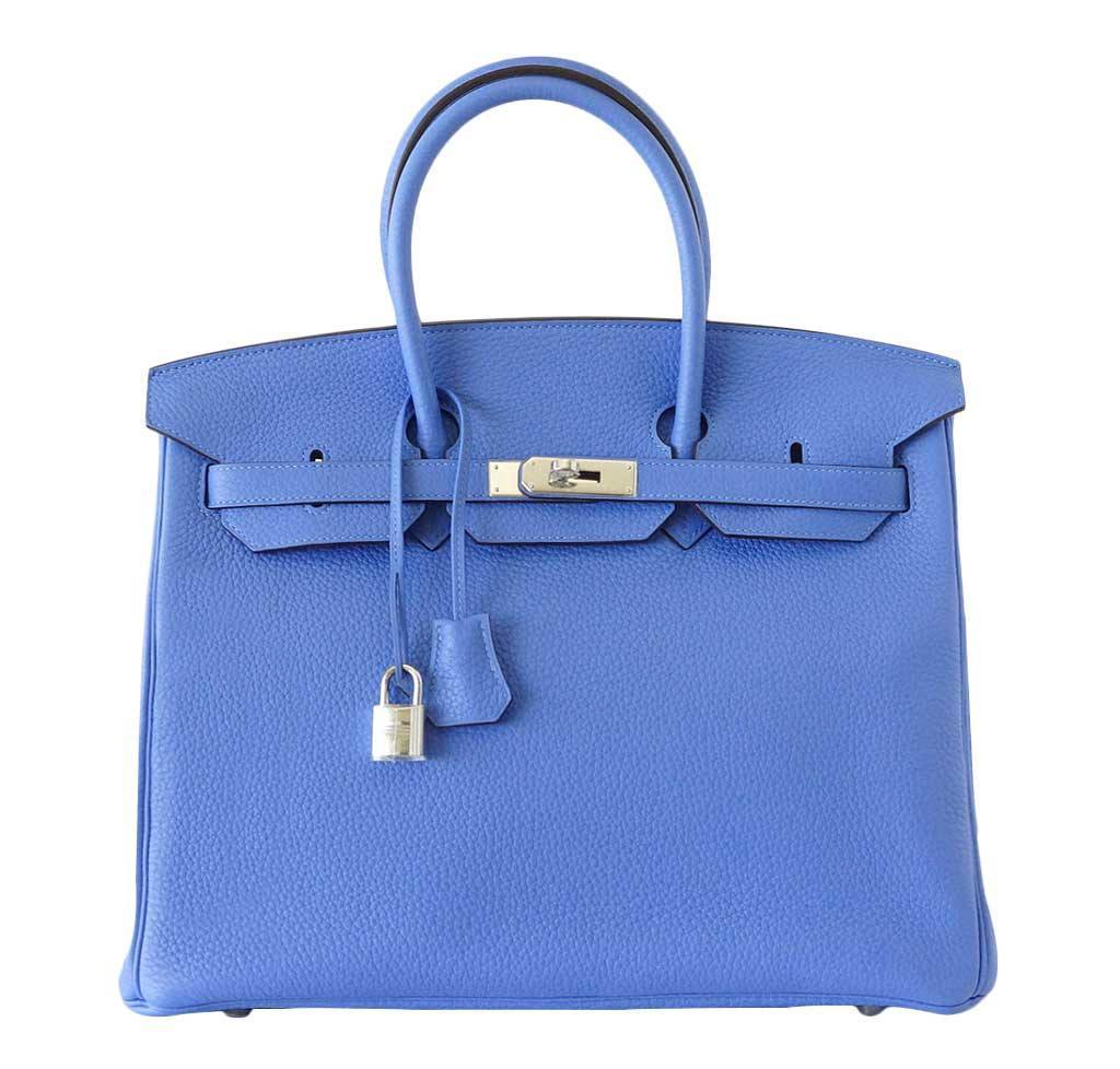 Hermès Birkin 35 Bleu Paradis PHW Clemence Leather | Baghunter