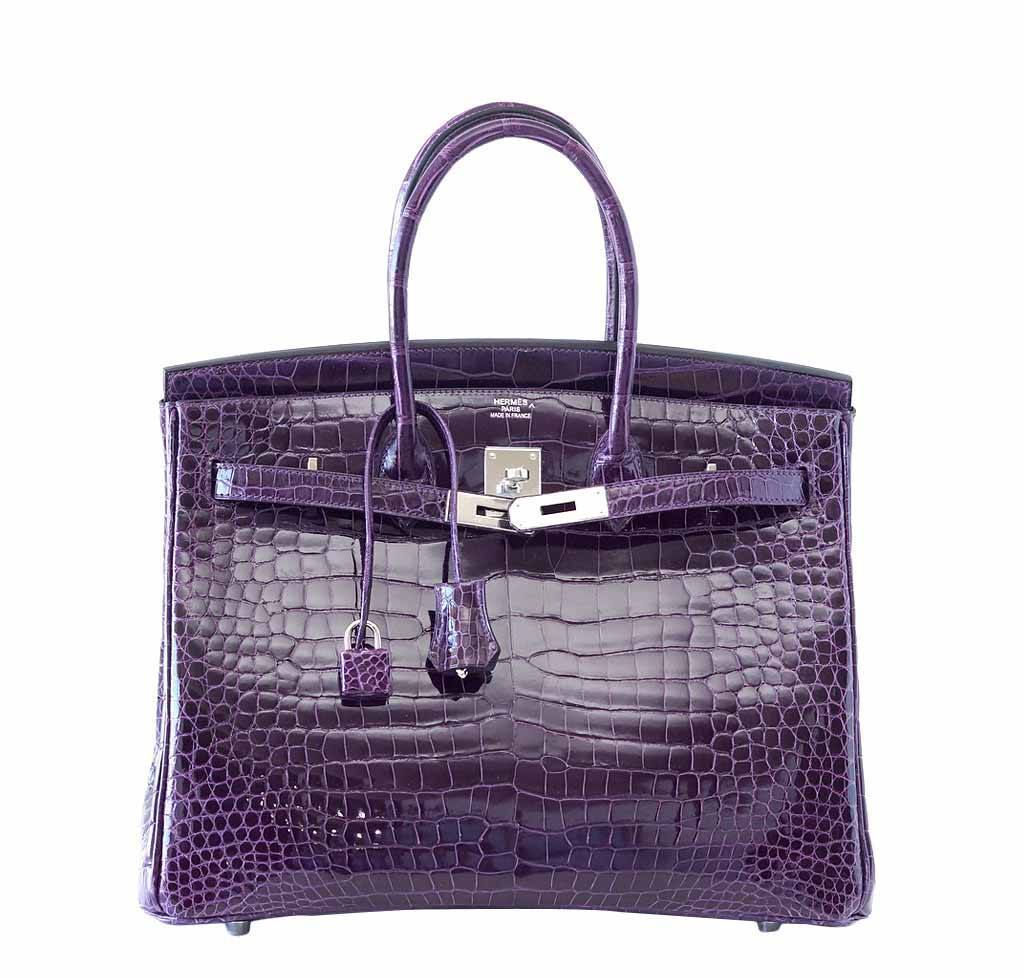 Hermès Birkin 35 Crocodile Amethyst Bag | Baghunter