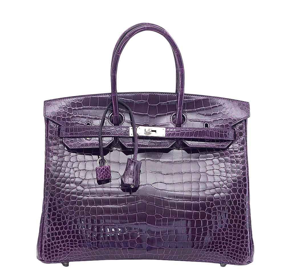 Hermès Birkin 35 Crocodile Amethyst Bag 