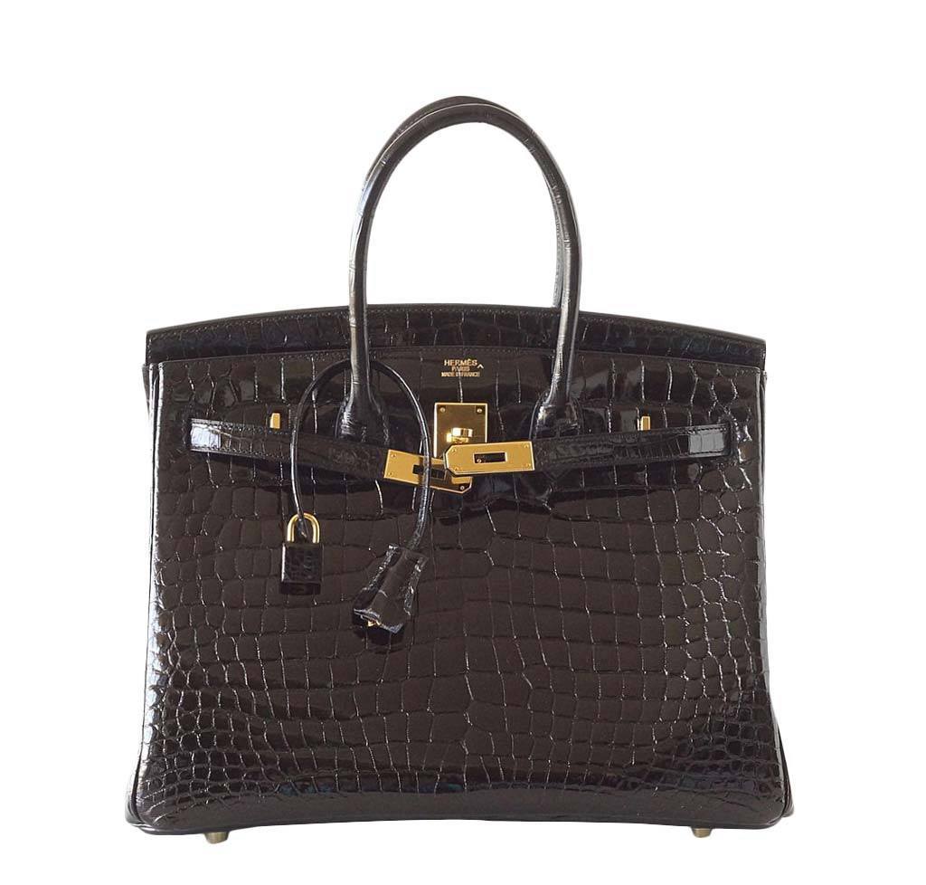Hermès Birkin 35 Crocodile Bag Black 