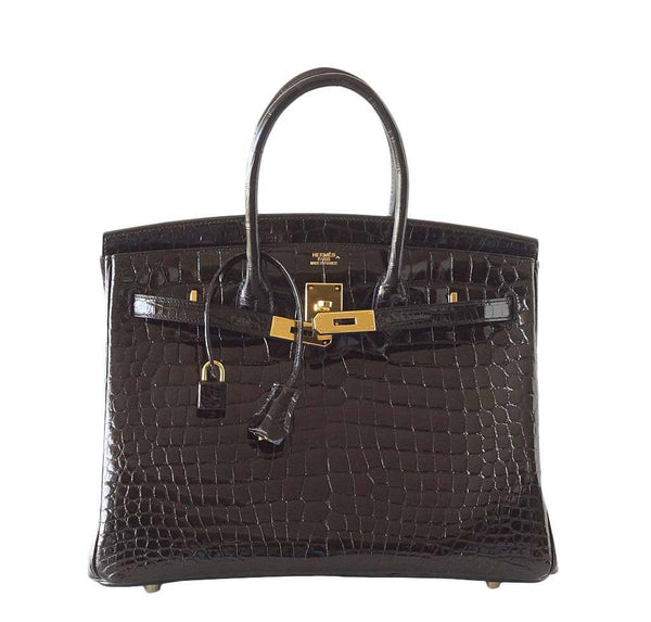 Hermès Birkin 35 Crocodile Bag Black GHW | Baghunter