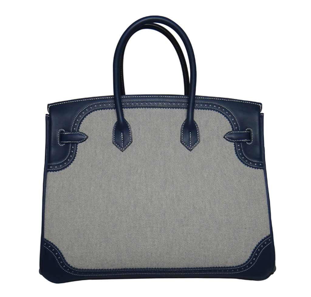 Hermès Birkin Ghillies 35 Bag Blue Toile | Baghunter