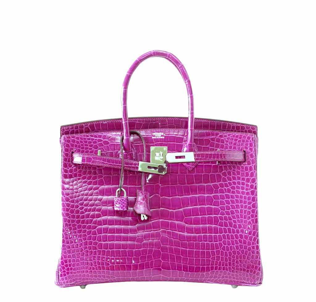 Hermès Birkin 35 Porosus Crocodile in Rose Scheherazade | Baghunter