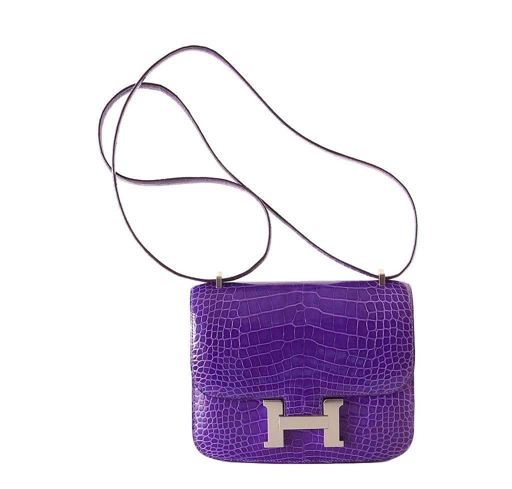 Hermès Constance 18 Alligator Ultra Violet Bag - Palladium Hardware ...