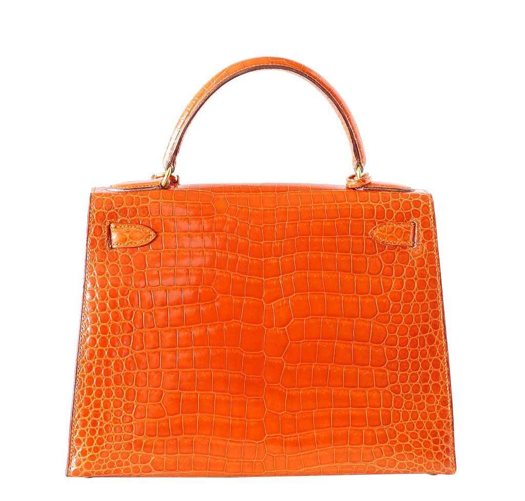 hermes orange crocodile bag