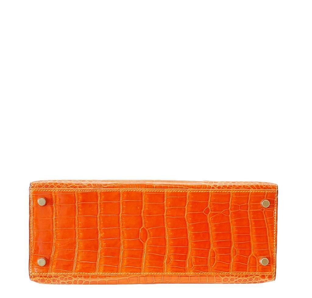 Hermès Kelly 32 Orange Crocodile Bag | Baghunter