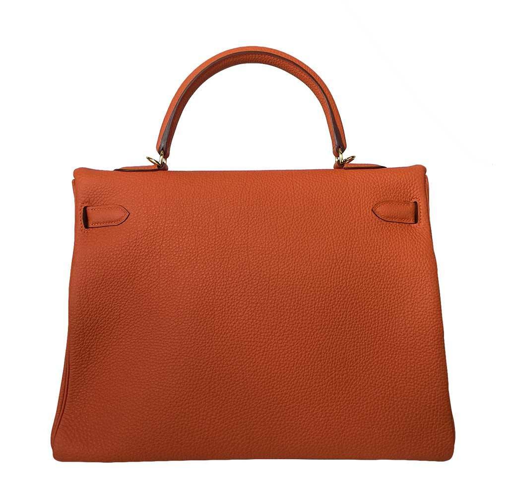 Hermès Kelly 35 Orange Bag Gold 