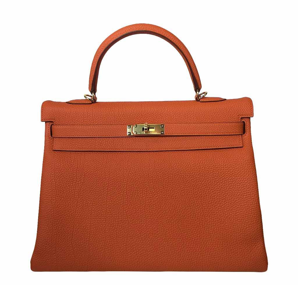 Hermès Kelly 35 Orange Bag Gold 