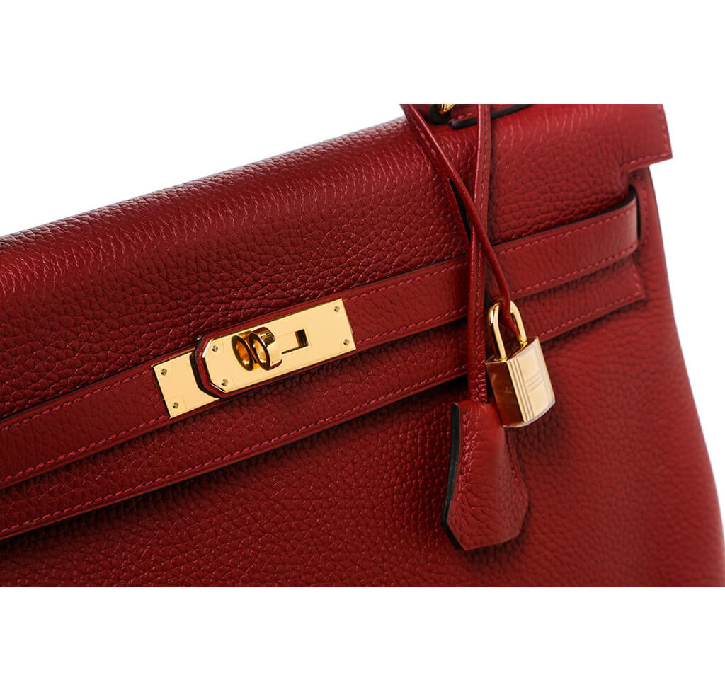 Hermès Kelly 35cm Bag Rouge H - Togo Leather GHW | Baghunter