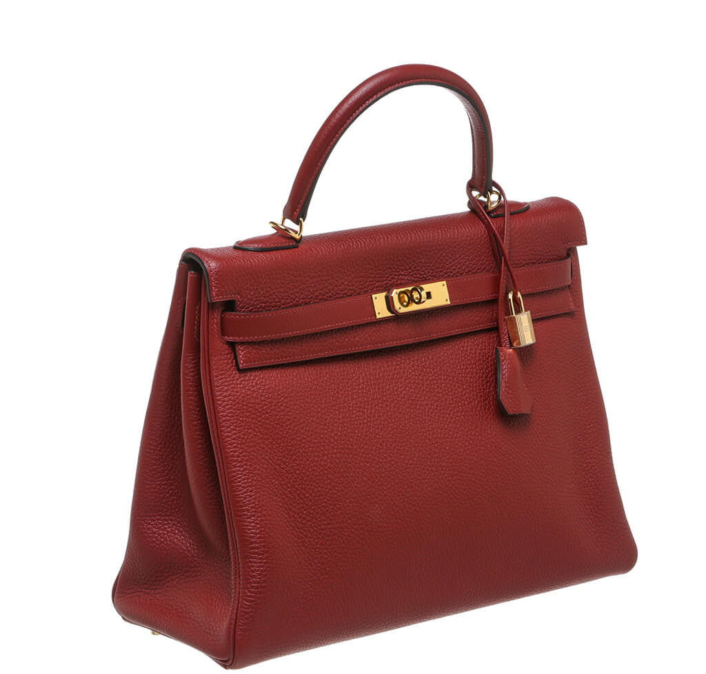 Hermès Kelly 35cm Bag Rouge H - Togo Leather GHW | Baghunter