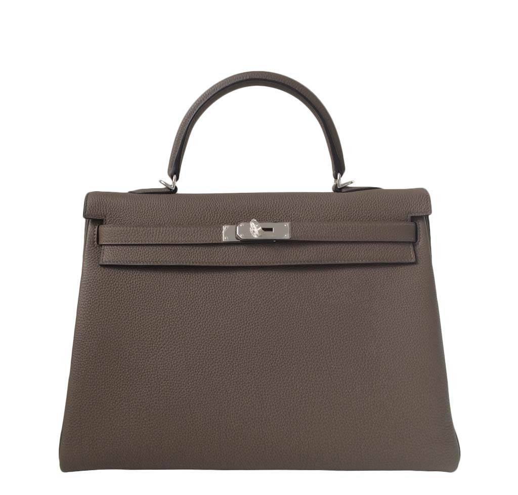 Hermès Kelly 35 Taupe Bag PHW | Baghunter