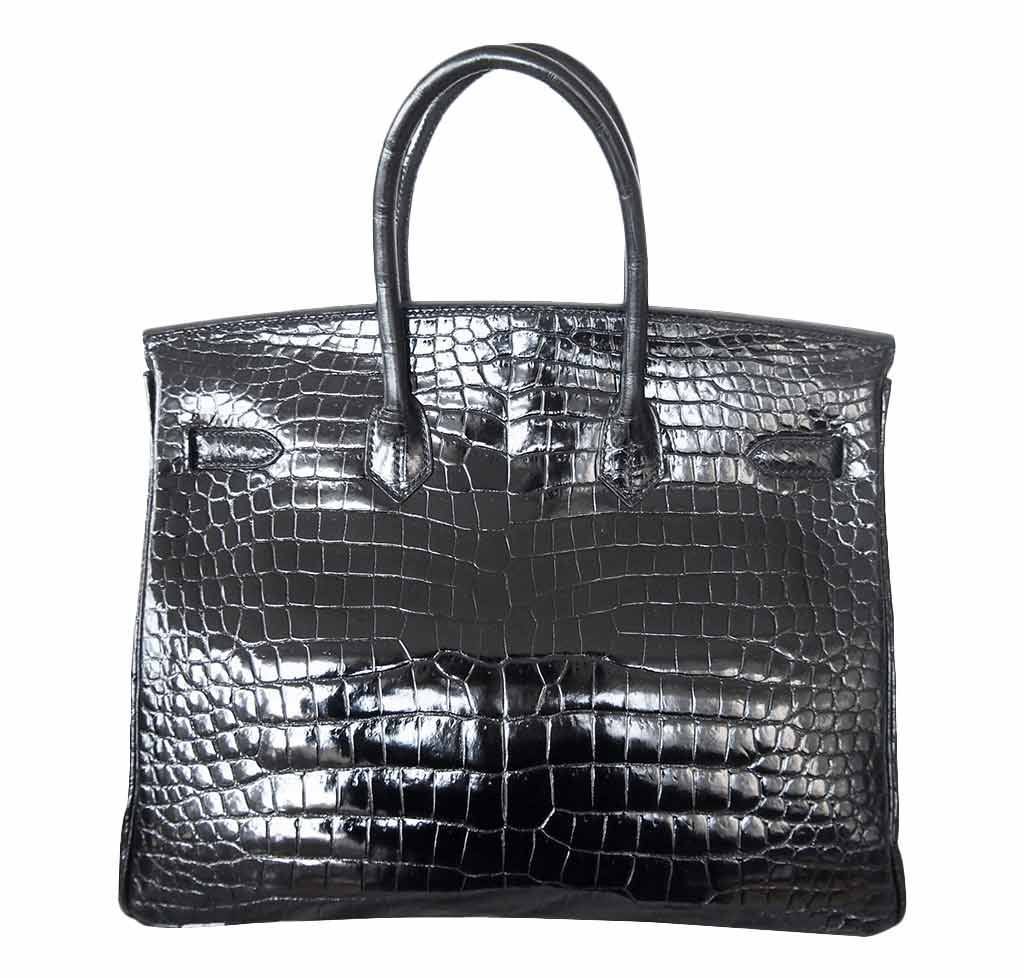 Hermès Birkin 35 Black Porosus Crocodile Bag GHW | Baghunter