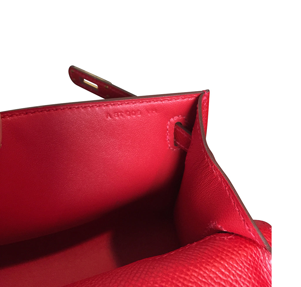 Hermès Kelly Pochette Mini Rouge Casaque Veau Epsom Gold Hardware ...