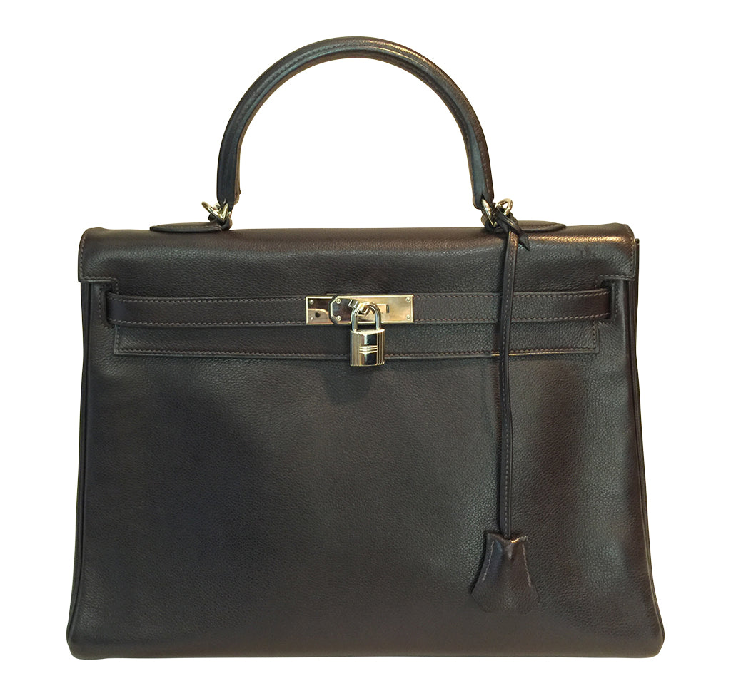 Kelly 35 Ebene Evergrain Calfskin Bag 