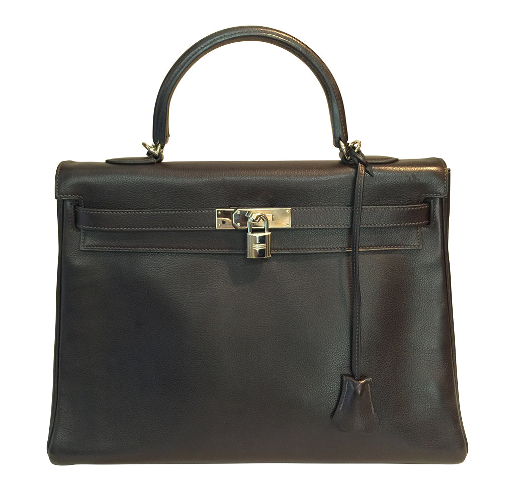 Hermès Kelly 35 Ebene Evergrain Calfskin Bag with Palladium Hardware ...