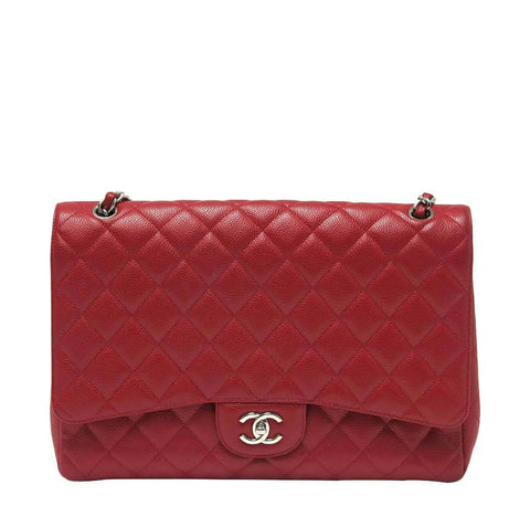 Chanel Single Flap Bag Red - Caviar Leather | Baghunter