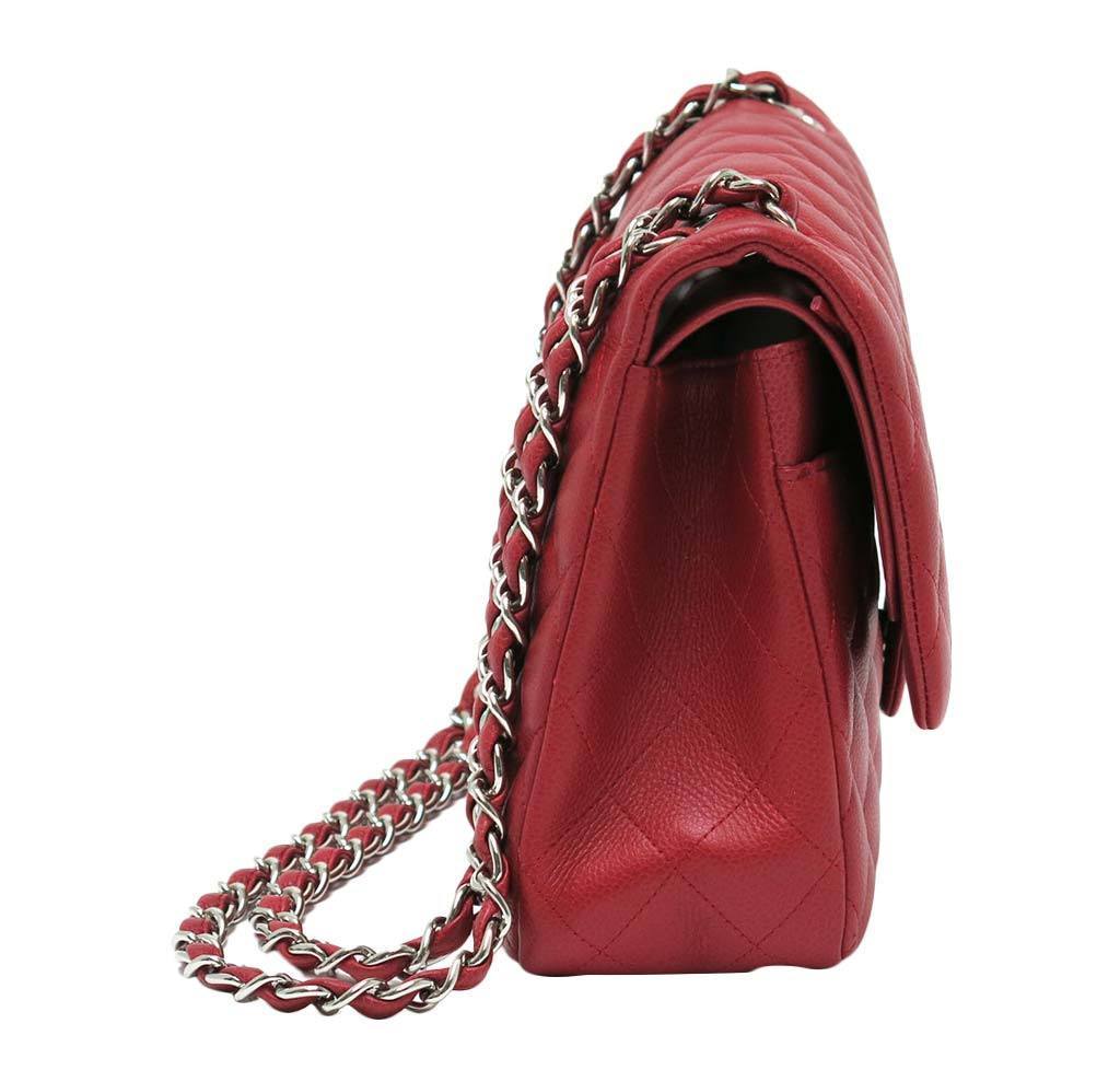 Chanel Double Flap Jumbo Bag Red - Caviar Leather | Baghunter