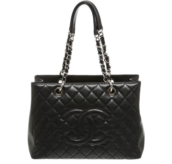 Chanel Grand Shopper Tote Bag Black Caviar Leather - Silver Hardware | Baghunter