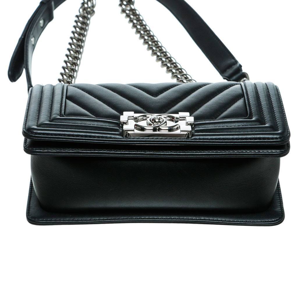 Chanel Mini Boy Chevron Bag - Lambskin Black | Baghunter