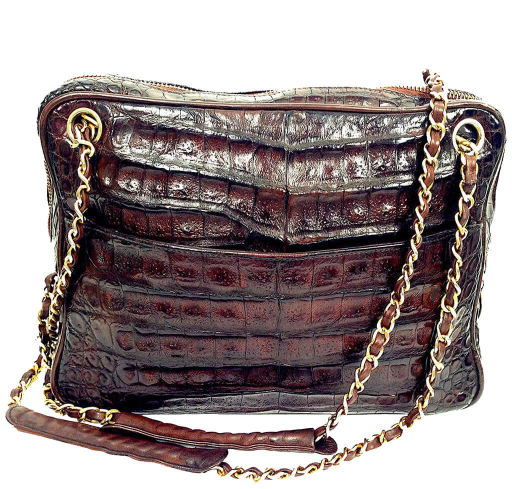 Chanel Vintage Tote Bag Brown Alligator Skin - Gold Hardware | Baghunter