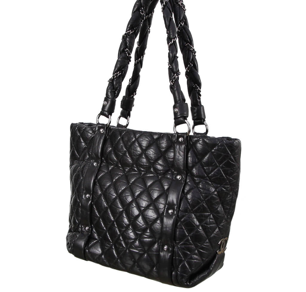 Chanel Grand Shopping Tote Black Calfskin Leather - Gunmetal | Baghunter