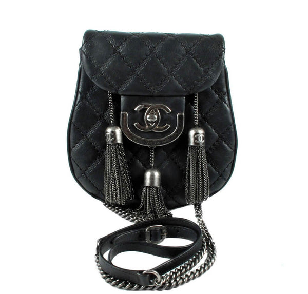 Chanel Crossbody Tassel Bag Black - Antiqued Gunmetal Hardware | Baghunter