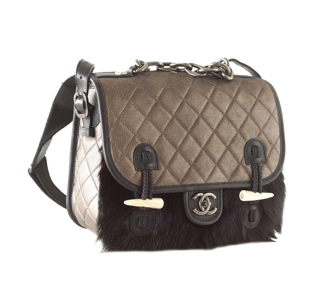 chanel fur crossbody bag