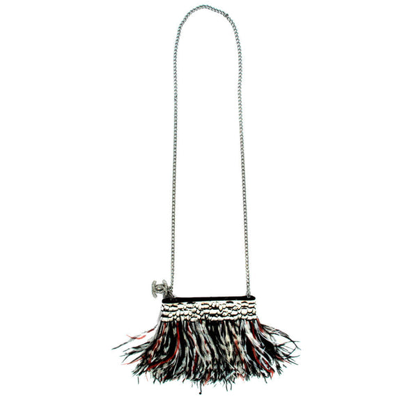 Chanel Shoulder Bag Multicolor Ostrich Feather - Silver Hardware ...