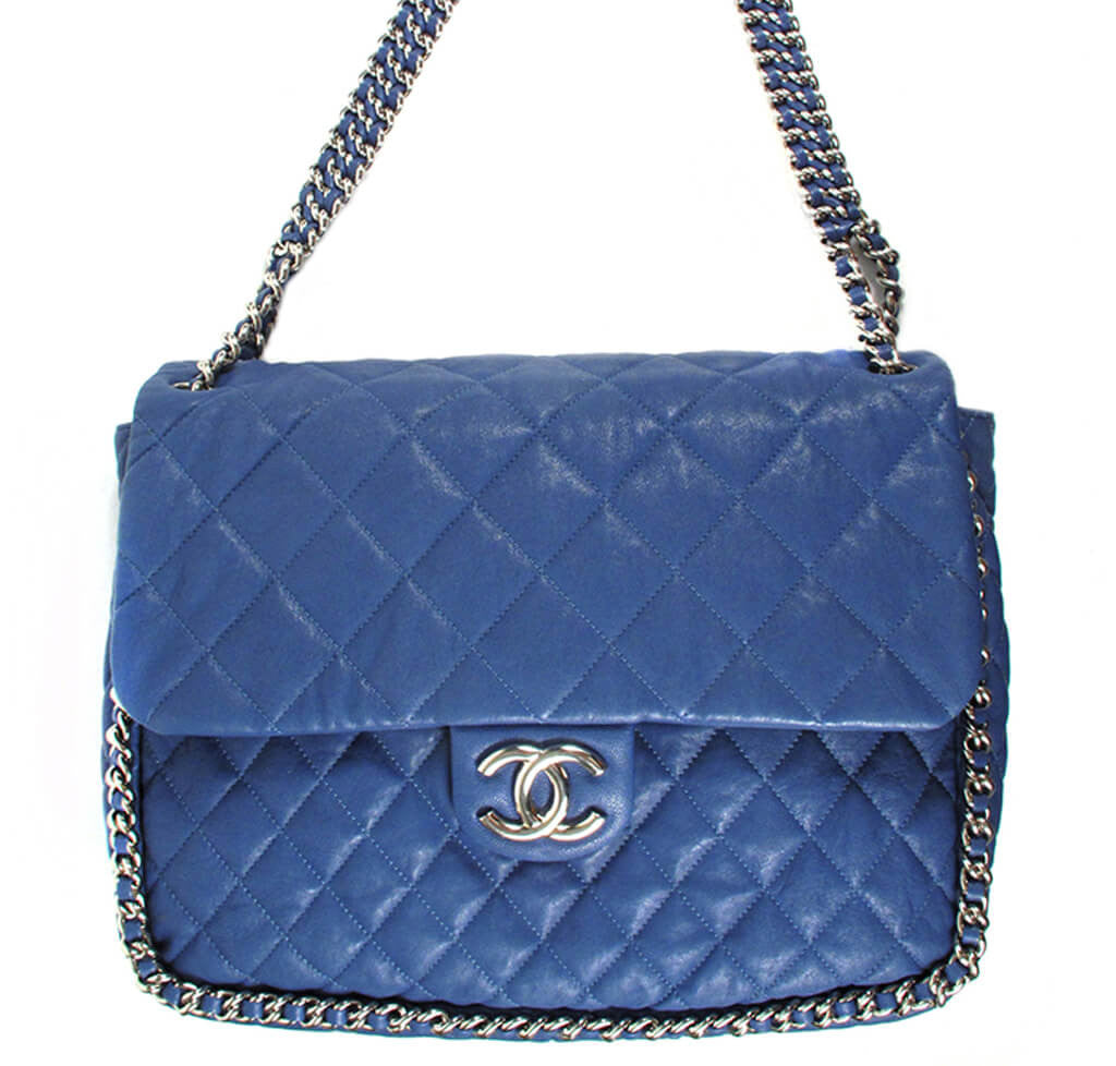 Authentic Chanel Blue Quilted Caviar Leather Maxi Flap Bag  eBay